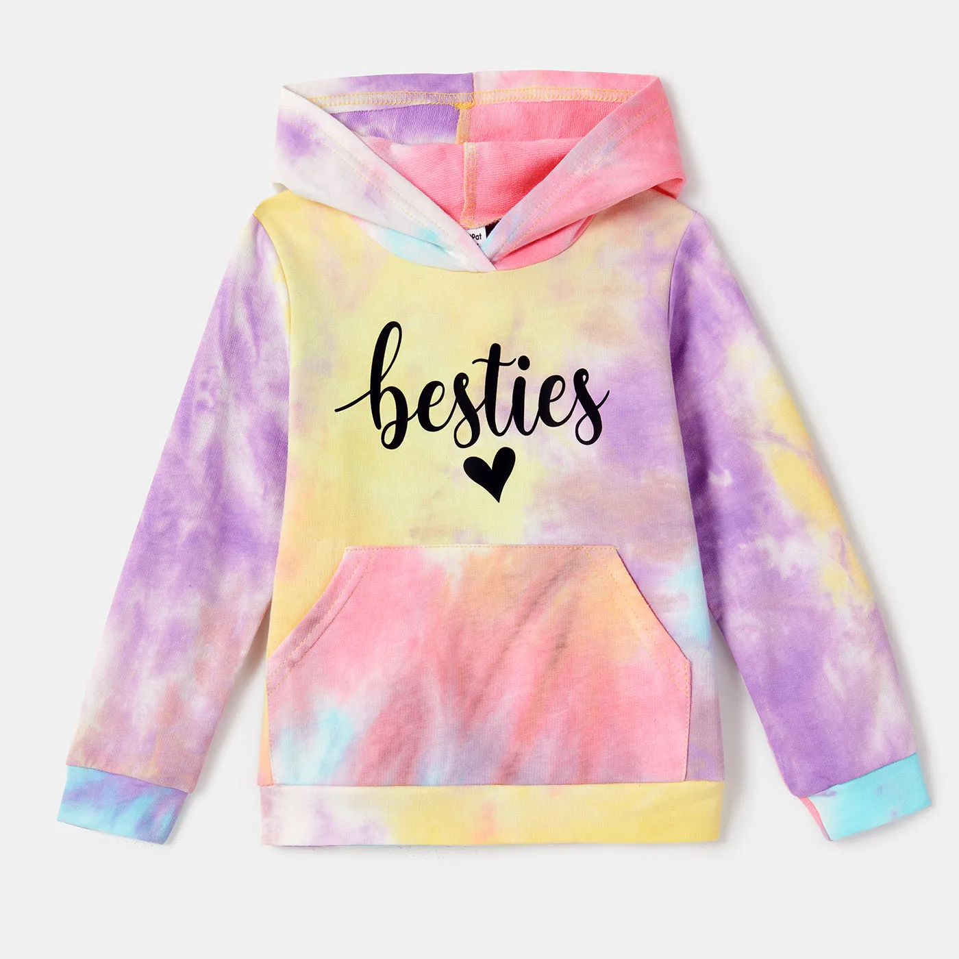 100% Cotton Letter Print Colorful Tie Dye Long-sleeve Hoodies for Mom and Me