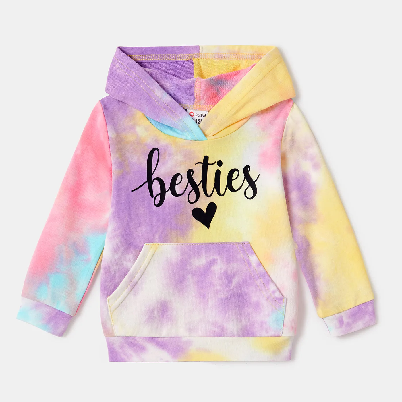 100% Cotton Letter Print Colorful Tie Dye Long-sleeve Hoodies for Mom and Me