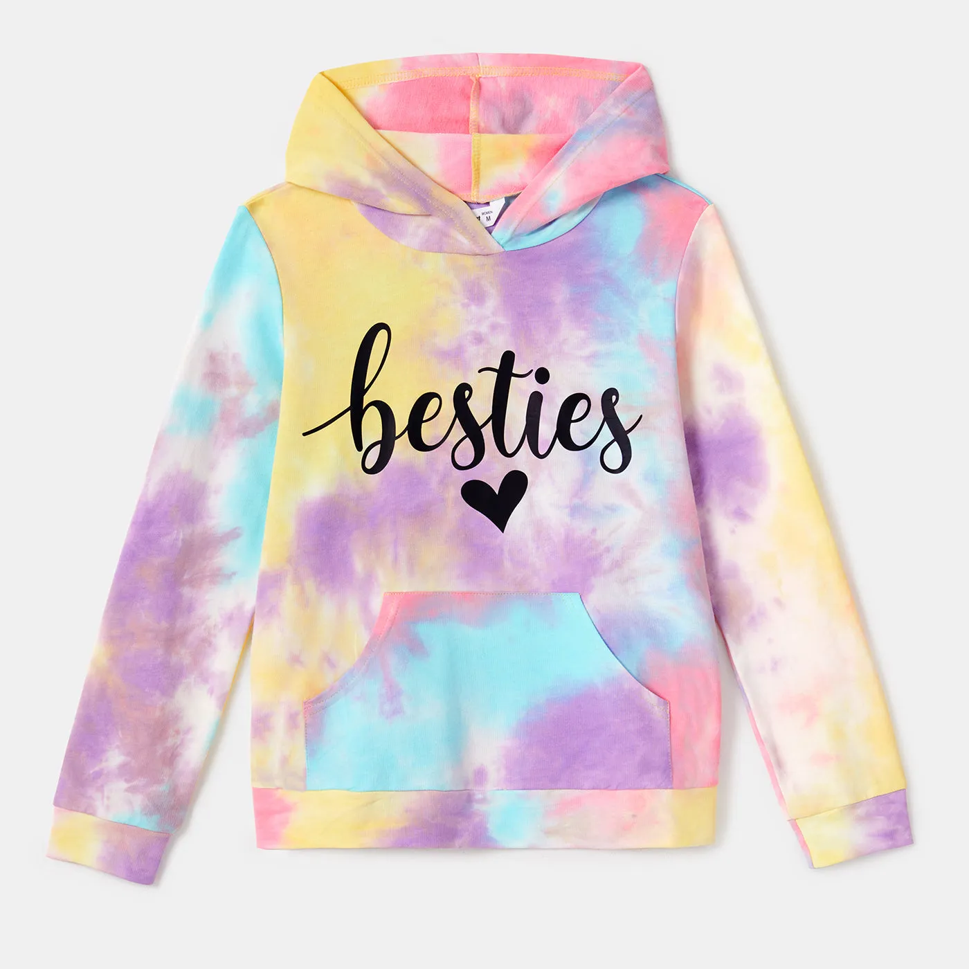 100% Cotton Letter Print Colorful Tie Dye Long-sleeve Hoodies for Mom and Me