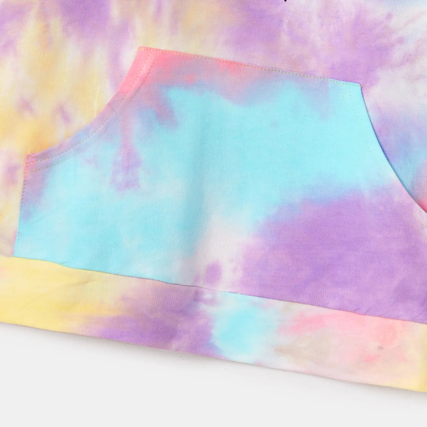 100% Cotton Letter Print Colorful Tie Dye Long-sleeve Hoodies for Mom and Me