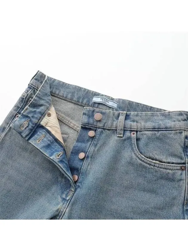 5 Pocket Organic Denim Cotton Straight Jeans Mid Blue