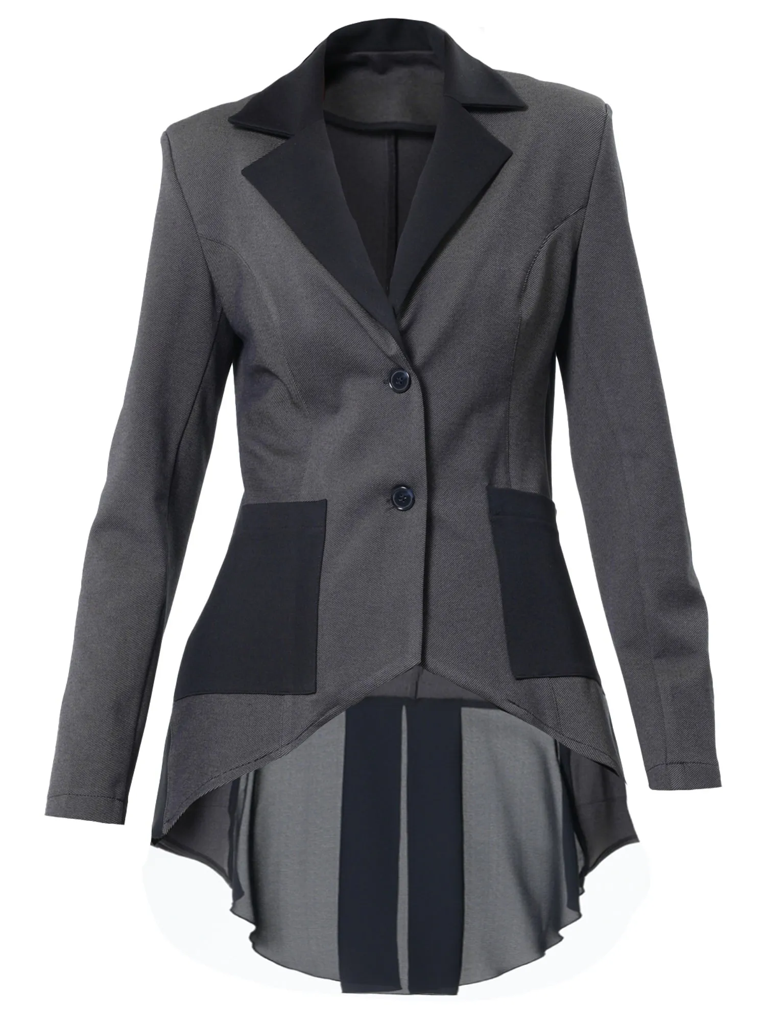 Asymmetric Blazer With Chiffon At The Back