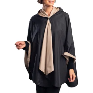 Black & Tan Camel Womens Rain Cape - Rainproof Breathable Rain Poncho