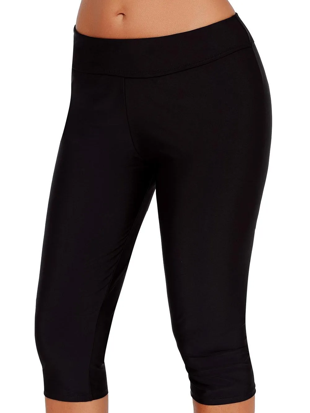 Black Capri Swim Tights for Women