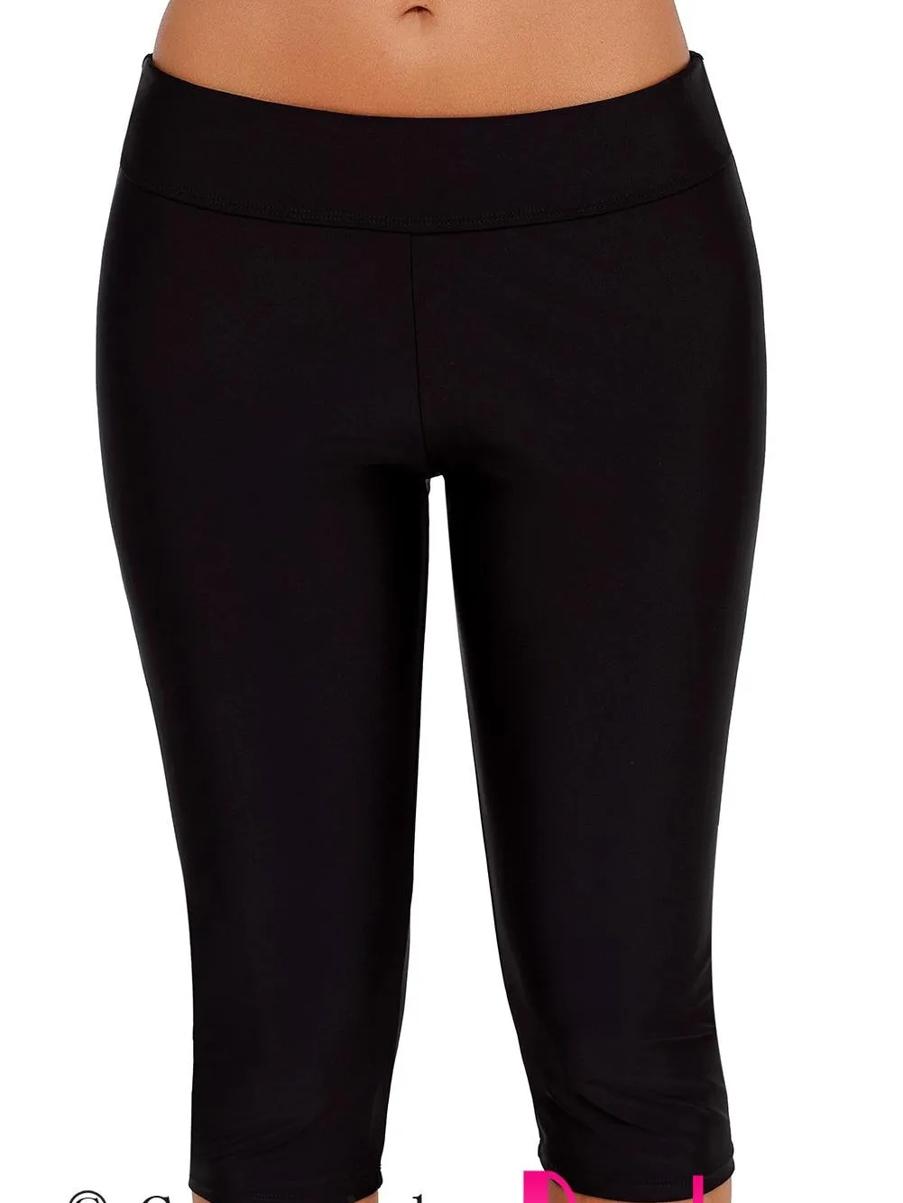 Black Capri Swim Tights for Women