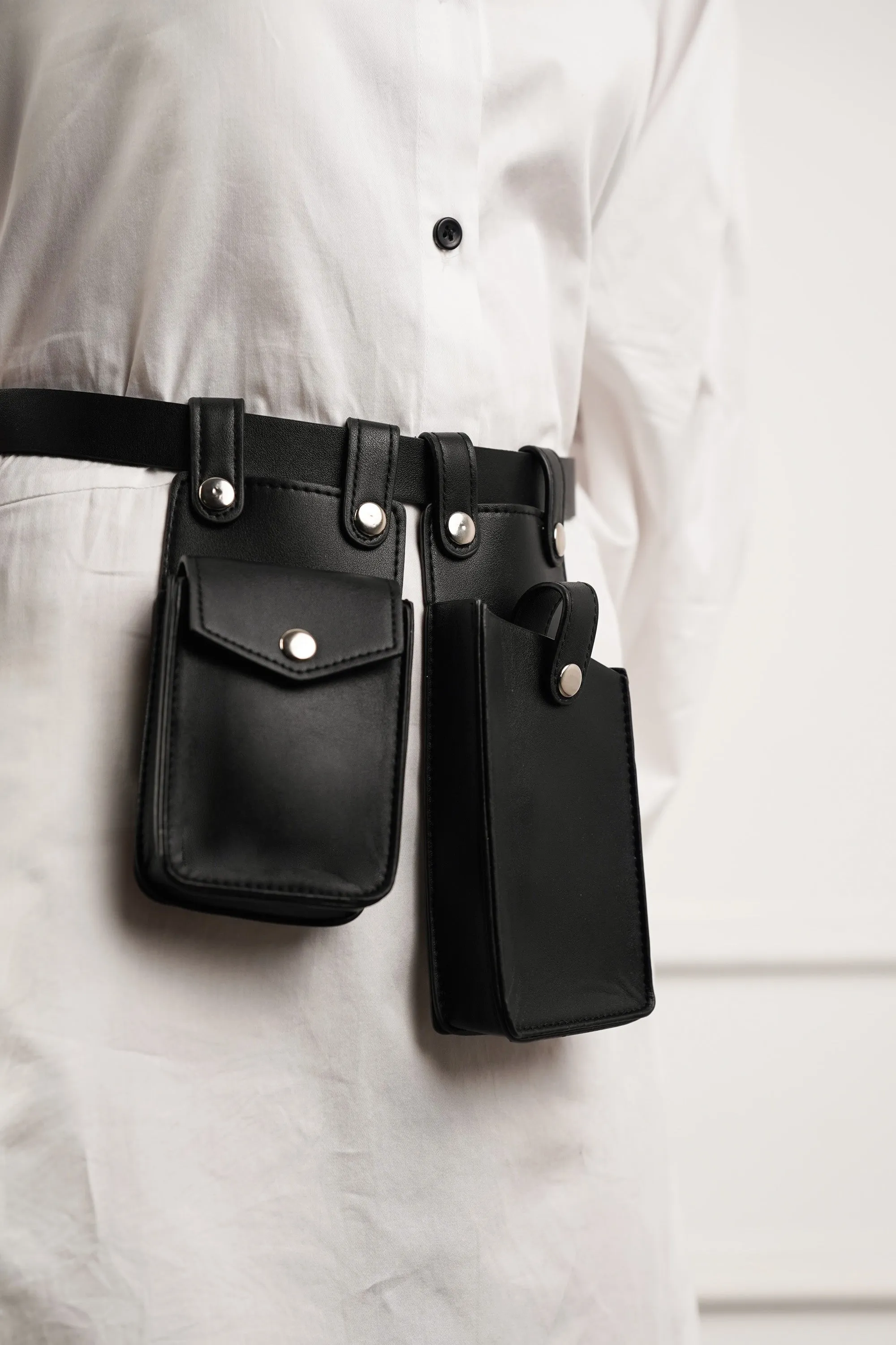 Black Waist Belt with Utility Bags