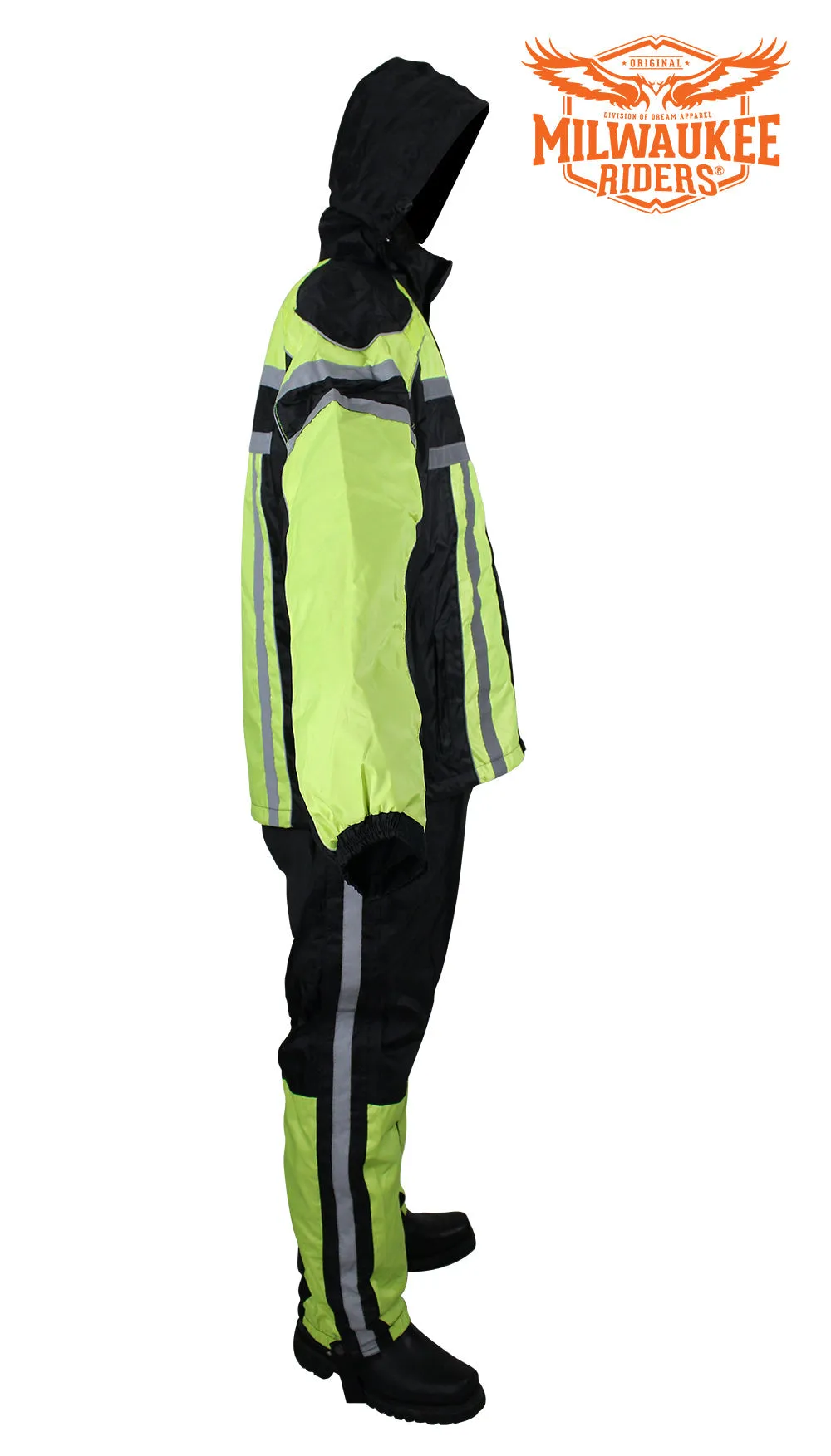 Black/Flourescent Textile Two-Piece Rain Suit By Dream Apparel®