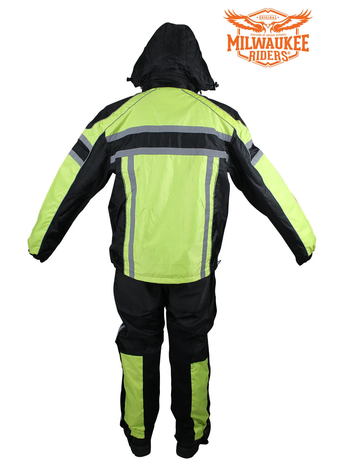 Black/Flourescent Textile Two-Piece Rain Suit By Dream Apparel®