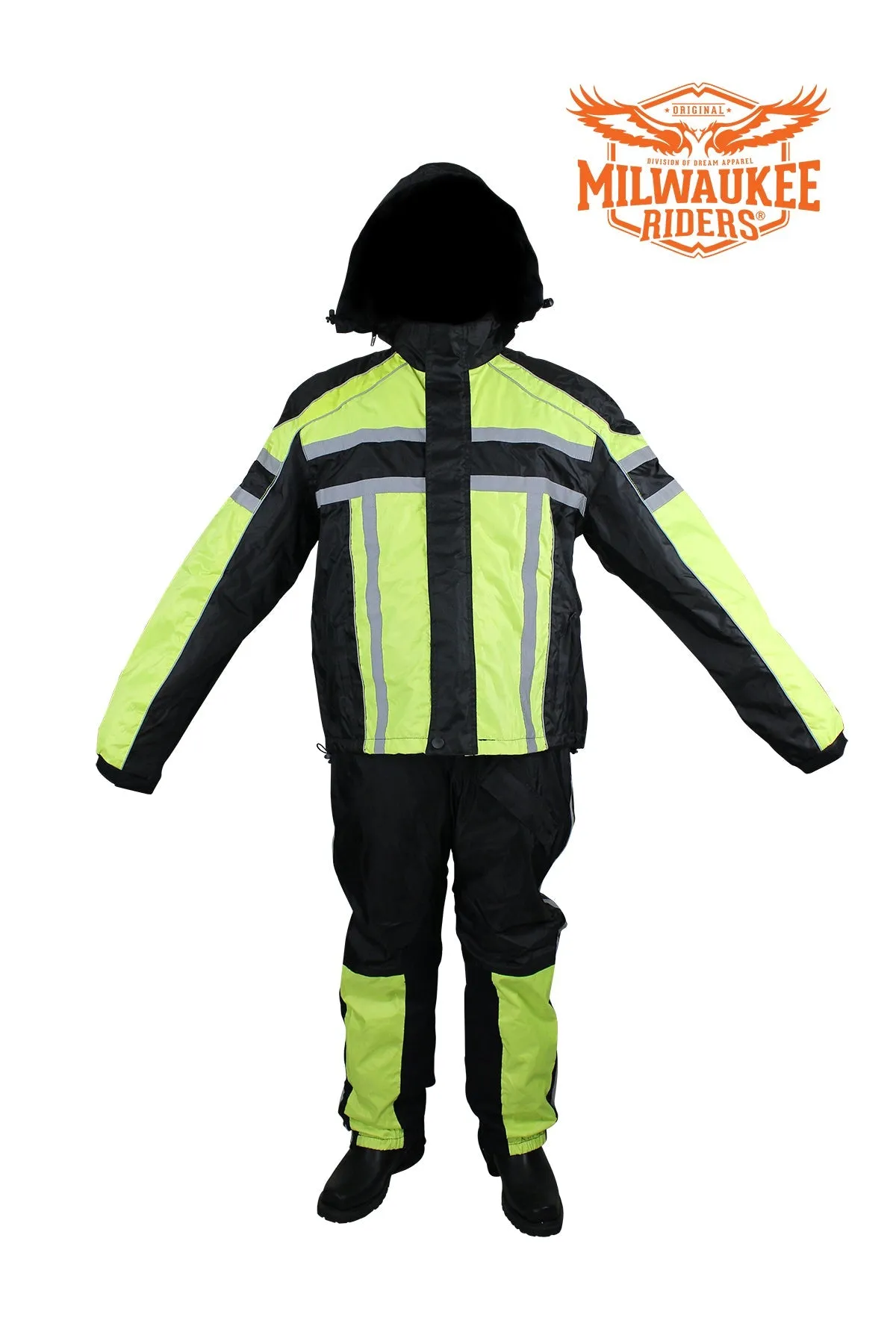 Black/Flourescent Textile Two-Piece Rain Suit By Dream Apparel®