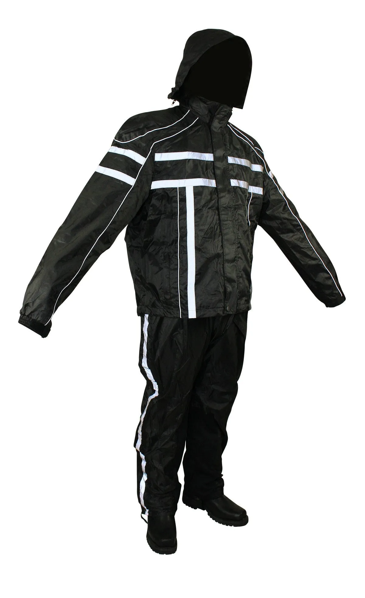 Black/Orange Textile Two-Piece Rain Suit