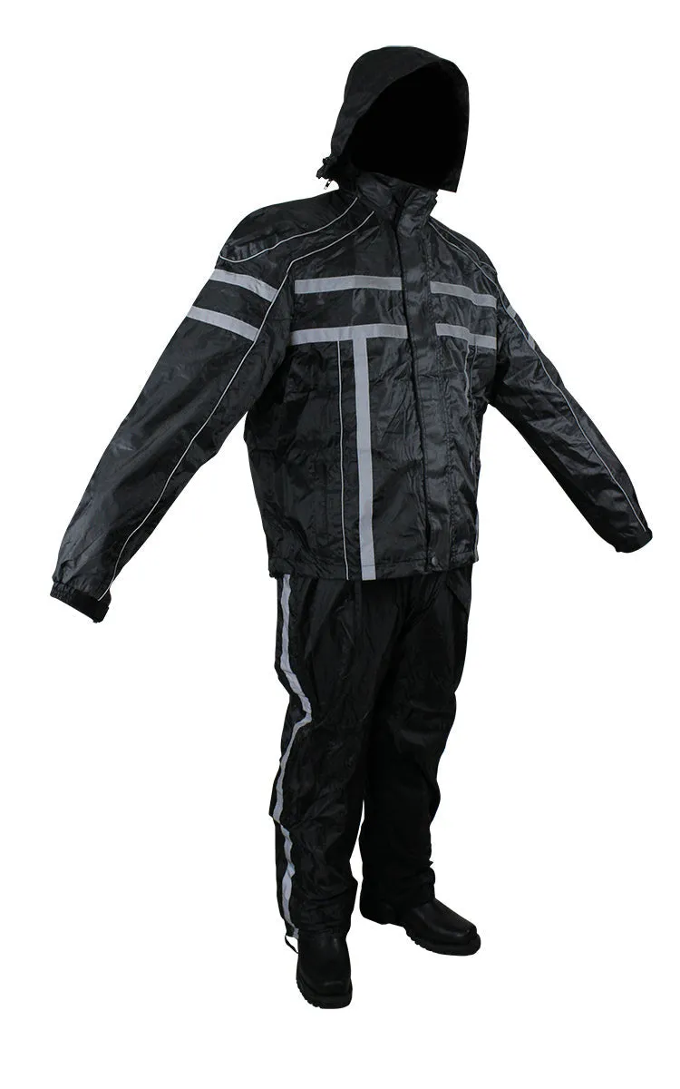 Black/Orange Textile Two-Piece Rain Suit