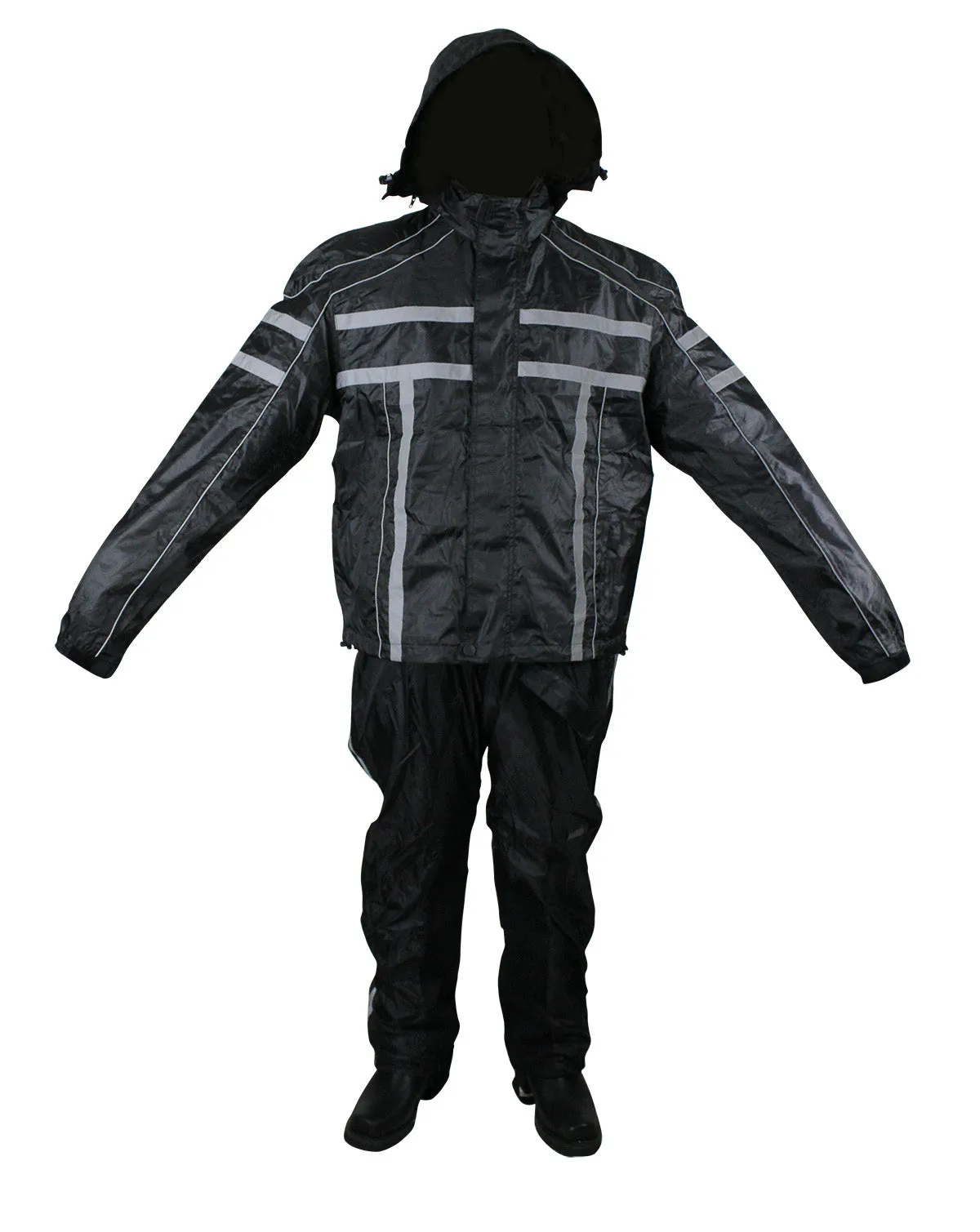 Black/Orange Textile Two-Piece Rain Suit