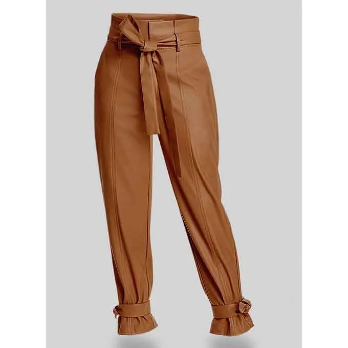 Brown Leather Pant For Women