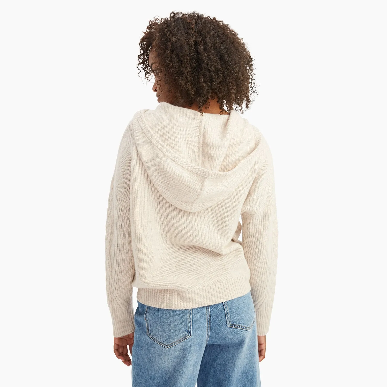 Cable Knit Sleeve Henley Hoodie