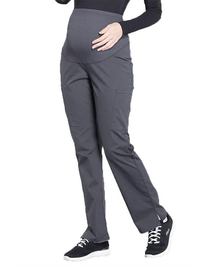 Cherokee Workwear Professionals Maternity Knit Waist Straight Leg Petite Pant