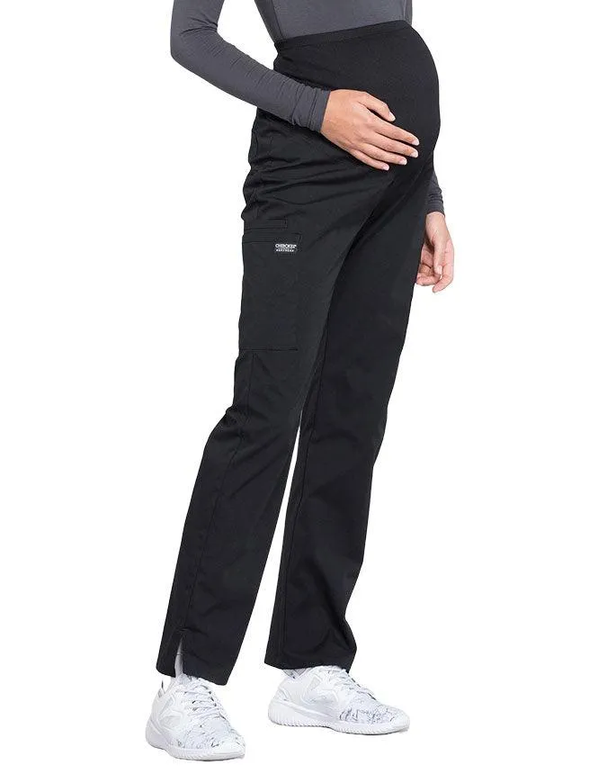 Cherokee Workwear Professionals Maternity Knit Waist Straight Leg Petite Pant