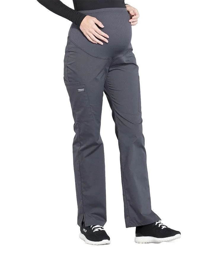 Cherokee Workwear Professionals Maternity Knit Waist Straight Leg Petite Pant