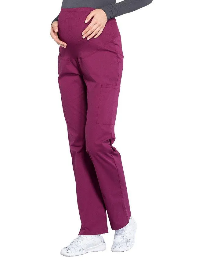 Cherokee Workwear Professionals Maternity Knit Waist Straight Leg Petite Pant