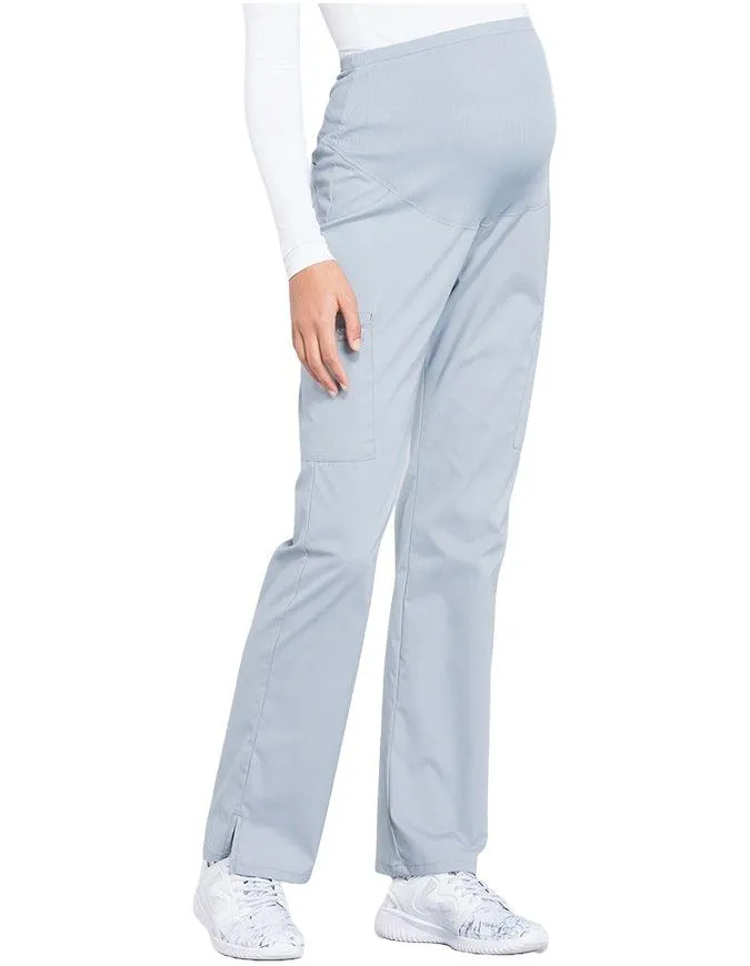 Cherokee Workwear Professionals Maternity Knit Waist Straight Leg Petite Pant