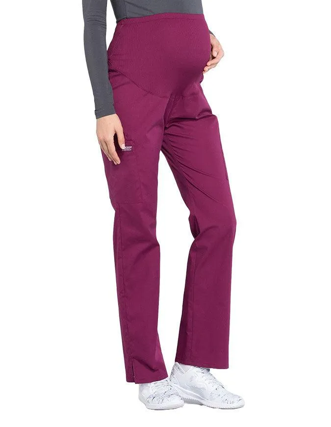 Cherokee Workwear Professionals Maternity Knit Waist Straight Leg Petite Pant