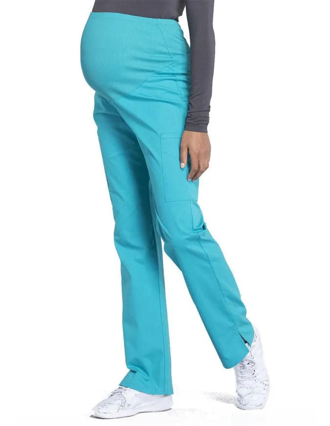 Cherokee Workwear Professionals Maternity Knit Waist Straight Leg Petite Pant