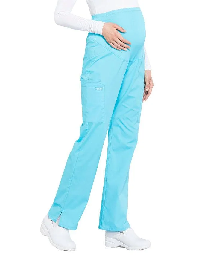 Cherokee Workwear Professionals Maternity Knit Waist Straight Leg Tall Pant