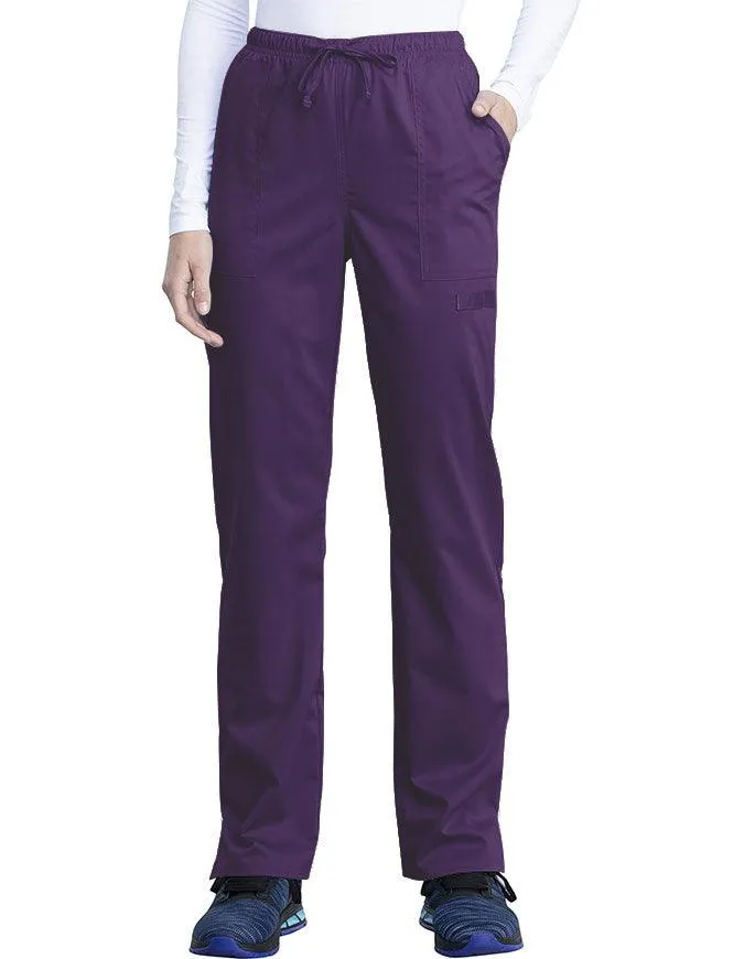 Cherokee Workwear Revolution Tech Women's Mid Rise Straight Leg Drawstring Pant