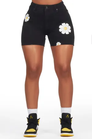 Coming Up Daisies Black Denim Short