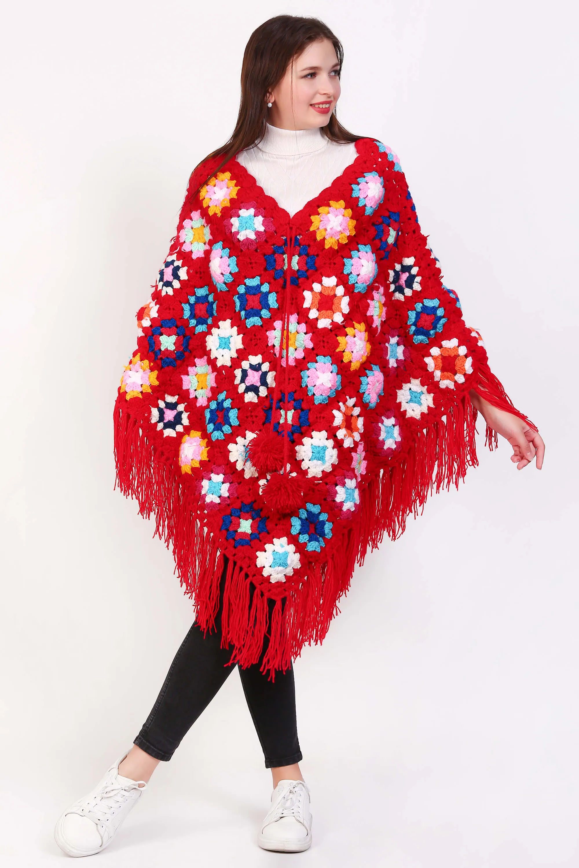 Crochet poncho shawl for women