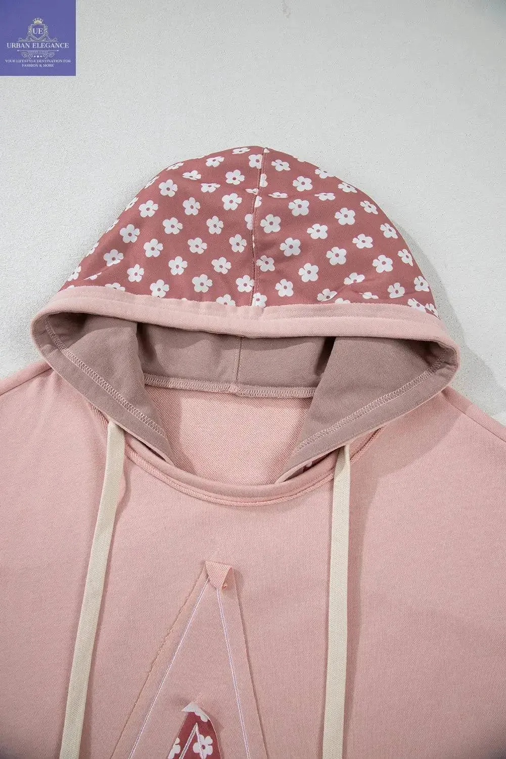 Delicacy Floral Color Block Drawstring Hoodie