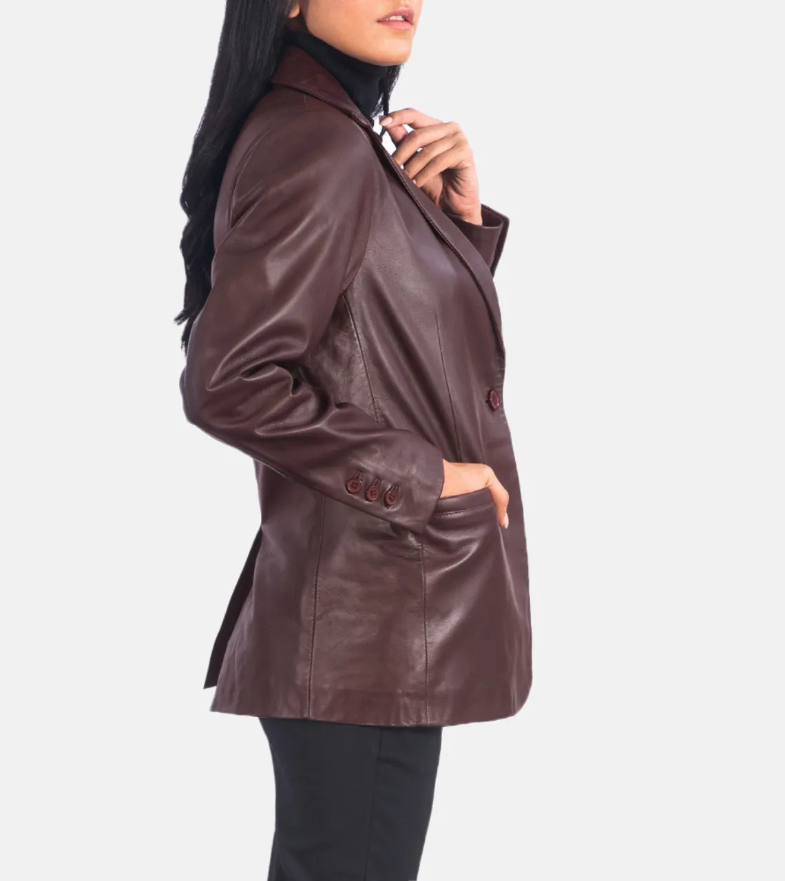 Des Moines Maroon Women's Leather Blazer