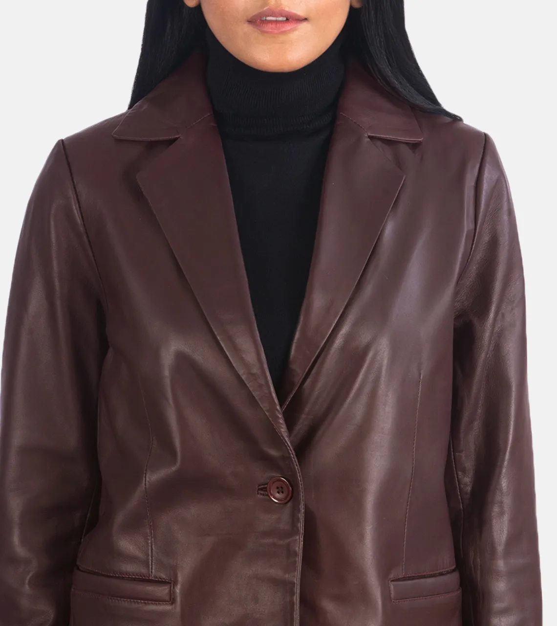 Des Moines Maroon Women's Leather Blazer