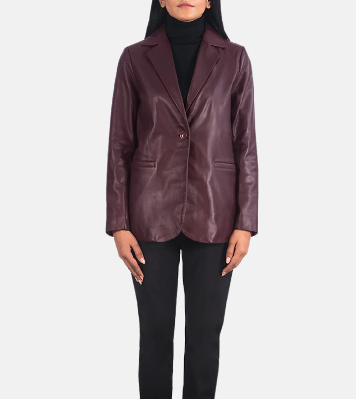 Des Moines Maroon Women's Leather Blazer