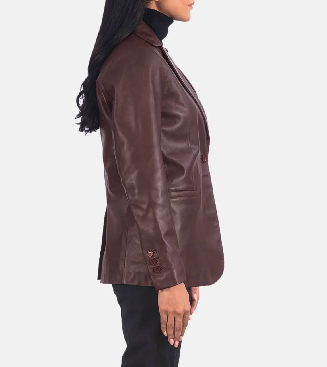 Des Moines Maroon Women's Leather Blazer