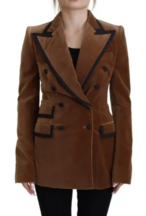 Dolce & Gabbana Brown Double Breasted Blazer Cotton Jacket