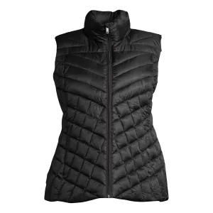 Down Blend Chevron Quilted Puffer Vest Black