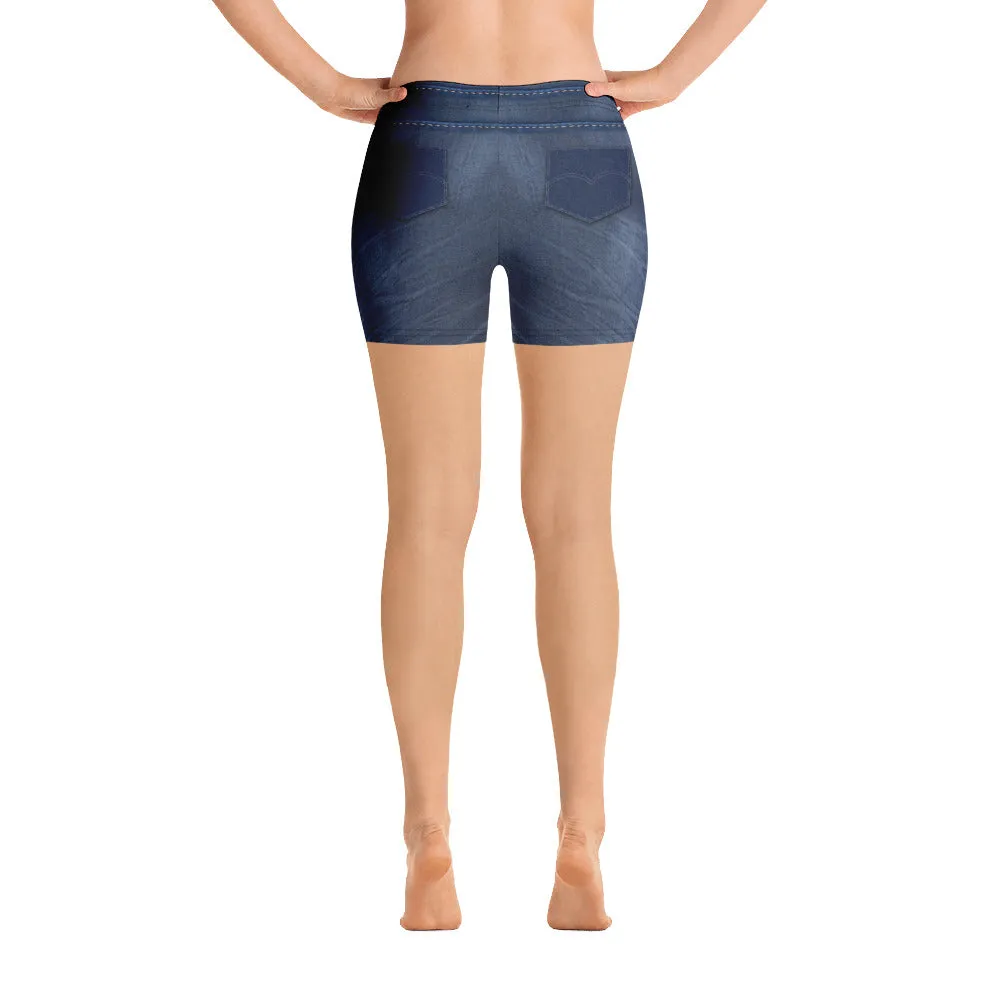 ELEVATED ESSENTIALS, SLIM AND SCULPT SHORTS DENIM BLUE