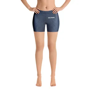 ELEVATED ESSENTIALS, SLIM AND SCULPT SHORTS DENIM BLUE