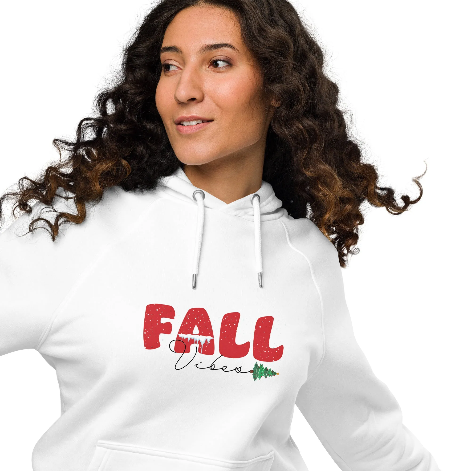 Fall Christmas Graphic Women Eco Raglan Hoodie