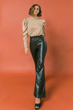 Faux Leather Bell Bottom Pants