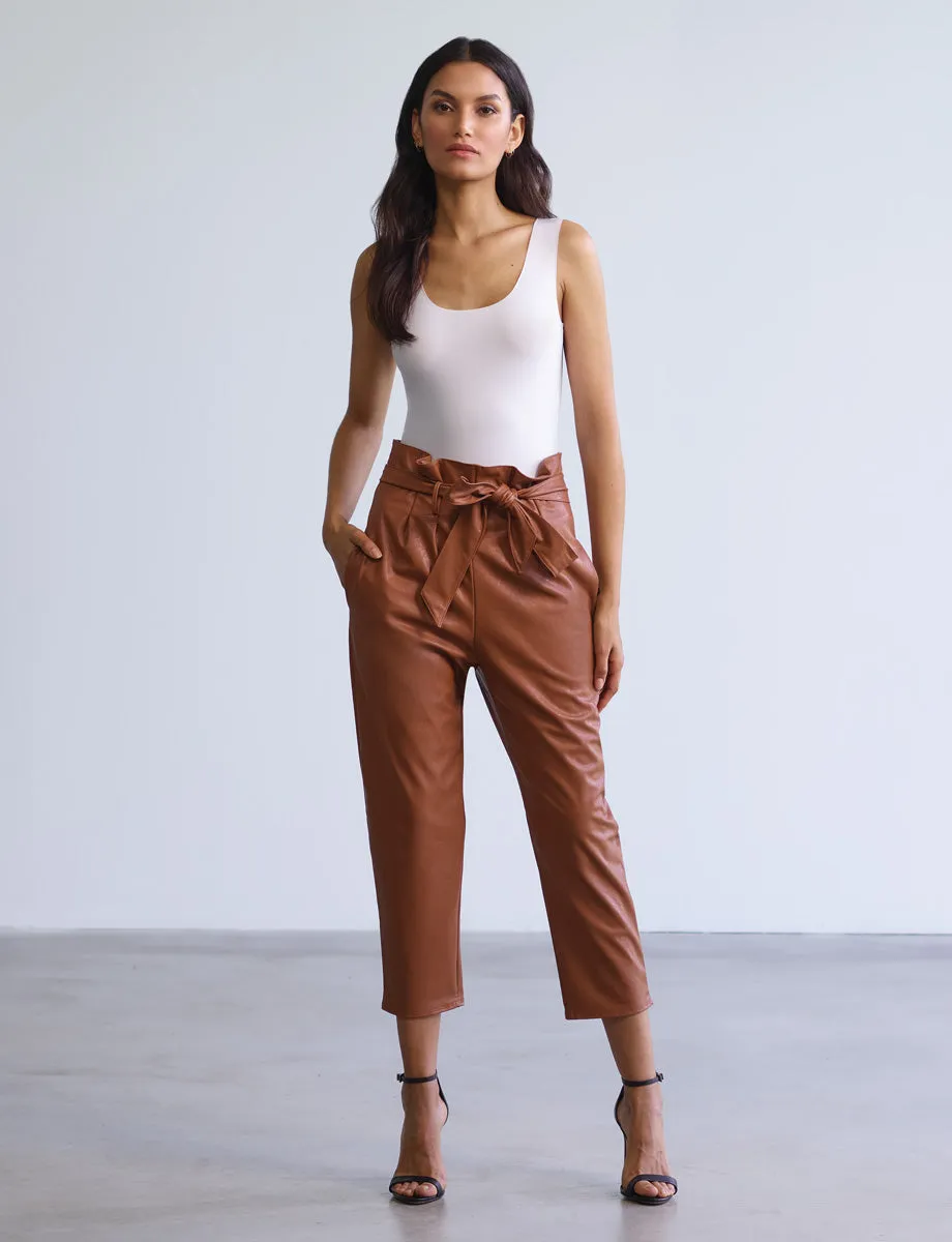 Faux Leather Paperbag Pants