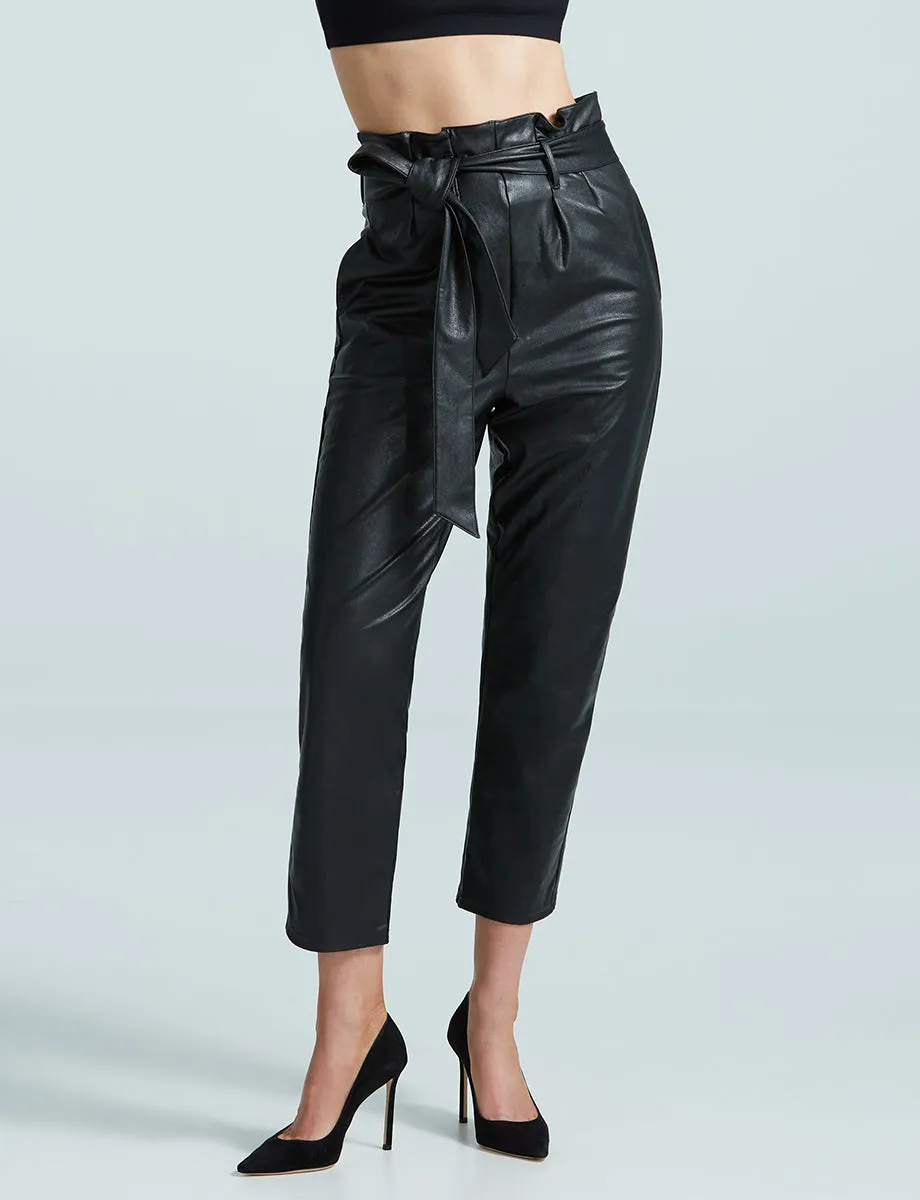 Faux Leather Paperbag Pants