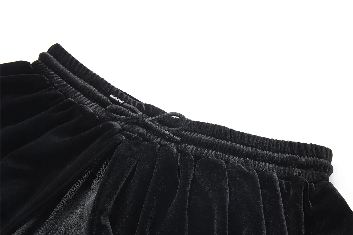 Female Velvet Gothic Maxi Skirt with Lace Trim