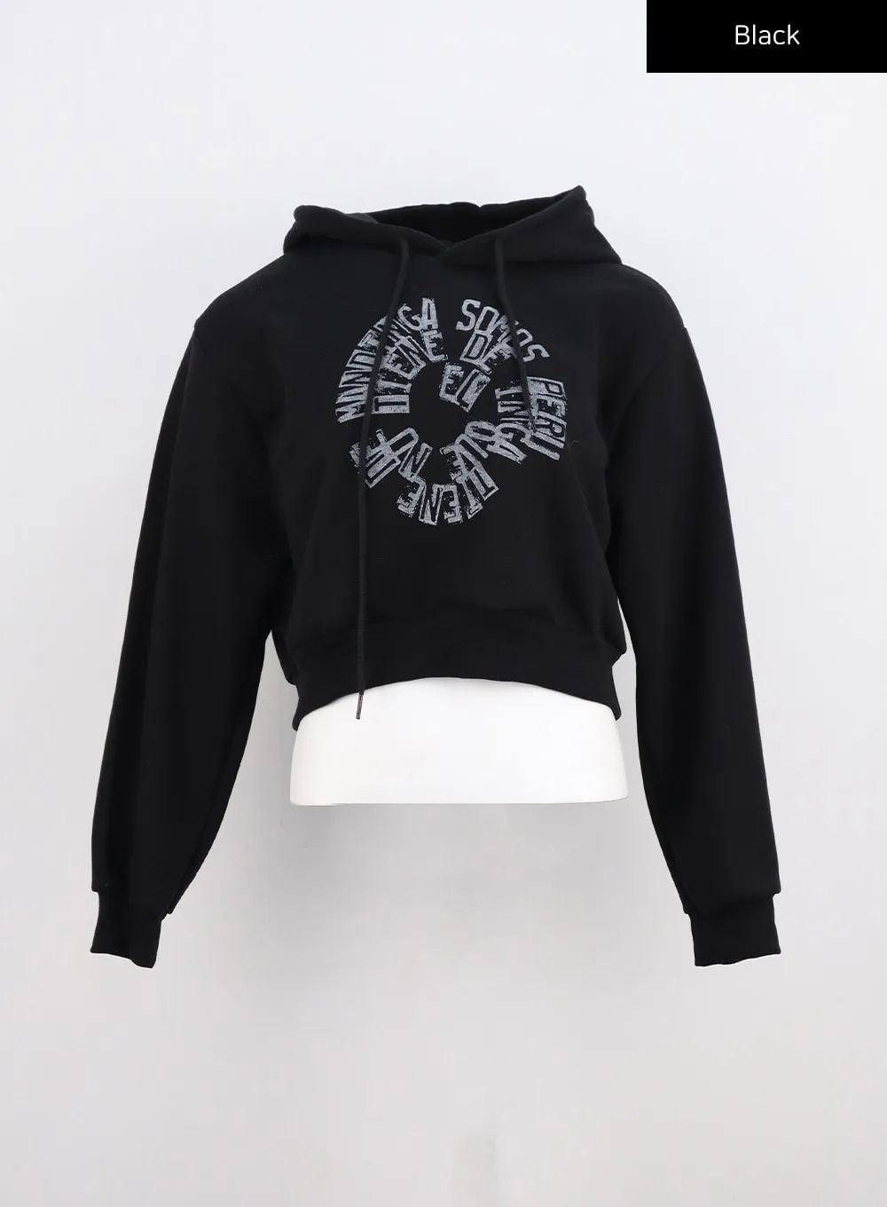 Fleeced Graphic Crop Hoodie CN301