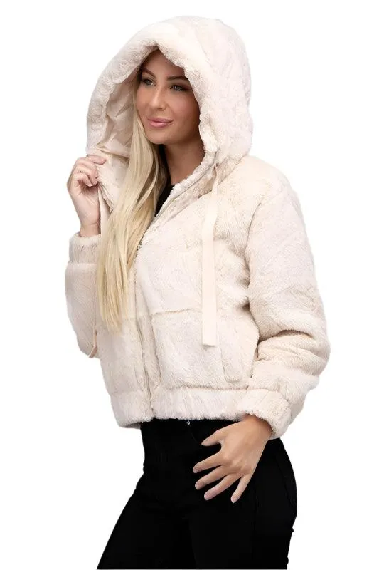 Fluffy Zip-Up Teddy Hoodie