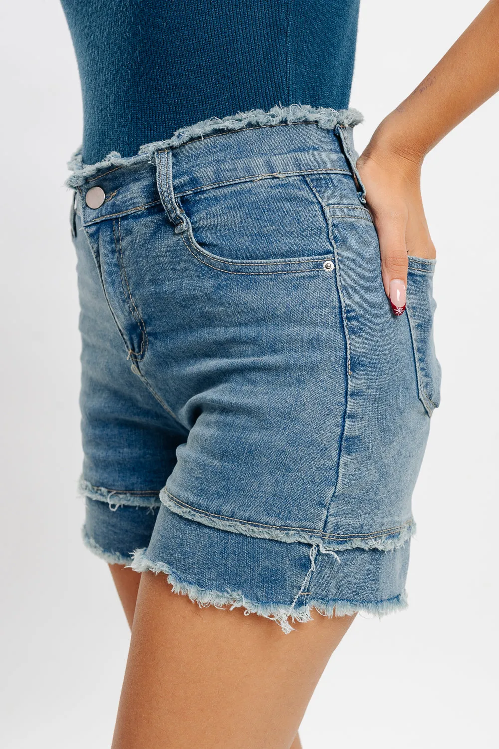 Frayed Hem Denim Shorts