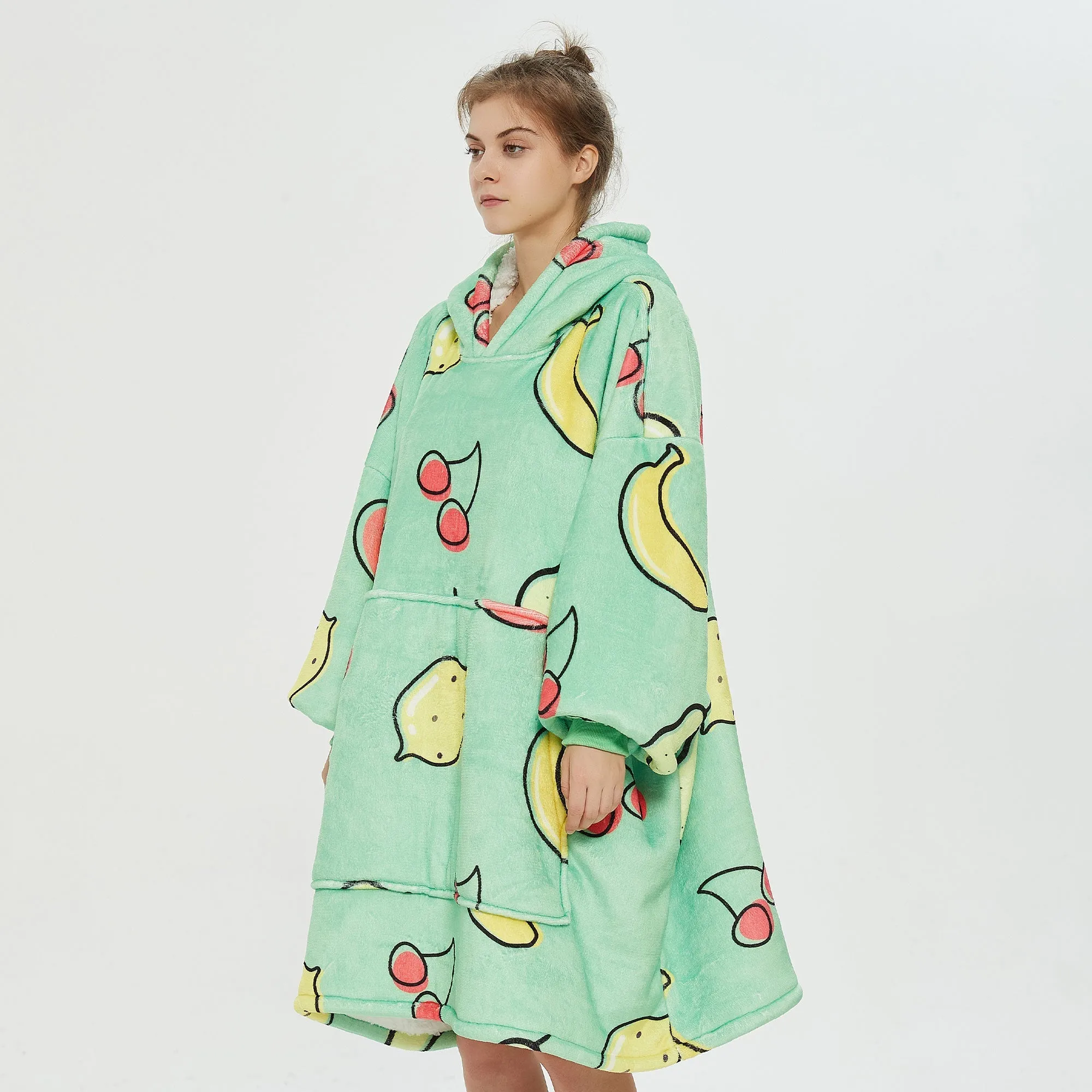 Fruits Green Hoodie Blanket