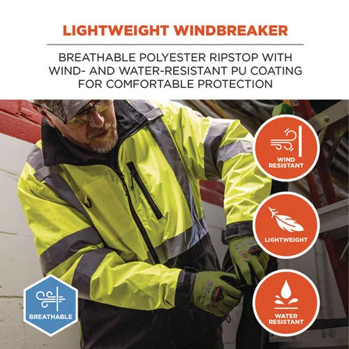 Glowear 8351 Class 3 Hi-vis Windbreaker Water-resistant Jacket, X-large, Lime, Ships In 1-3 Business Days