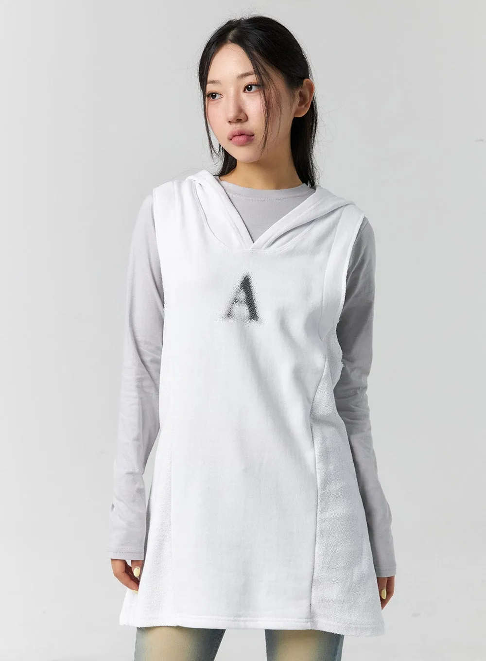 Graphic Sleeveless Long Hoodie CS302