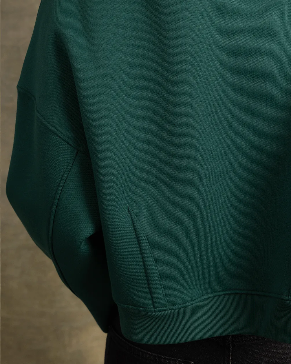 Green Cropped Oversized Zip-Up Hoodie